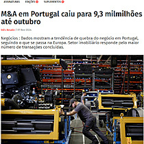 M&A em Portugal caiu para 9,3 milmilhes at outubro